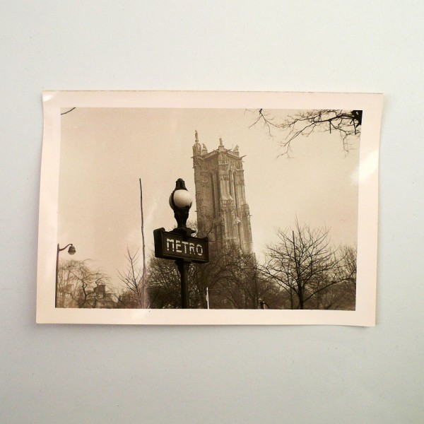 Photo Paris vintage Tour Saint-Jacques et Métro circa 1960