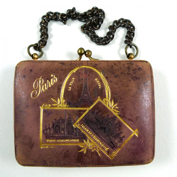 Leather purse - Paris Worlds Fair 1900 - Souviens Toi De Paris