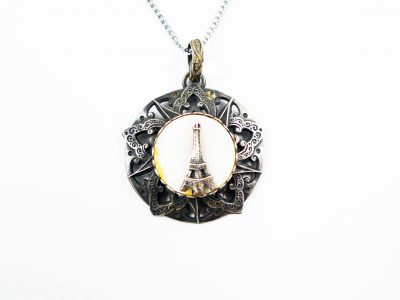 Pendentif rosace et Tour Eiffel sur nacre Ca 1930 - STDP 468 vue 0