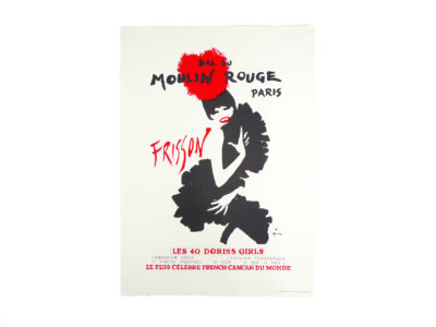 Ancienne affiche Moulin Rouge revue Frisson Rene Gruau 1965 Souviens Toi De Paris vintage poster vue 0b