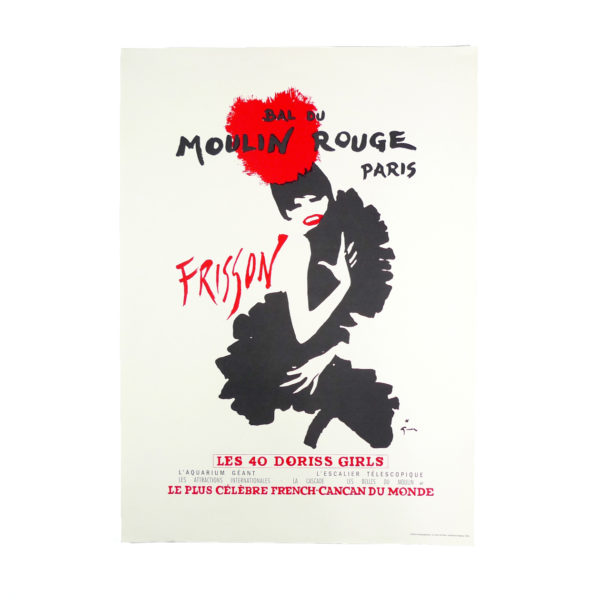 Ancienne affiche Moulin Rouge revue Frisson Rene Gruau 1965 Souviens Toi De Paris vintage poster vue 0b