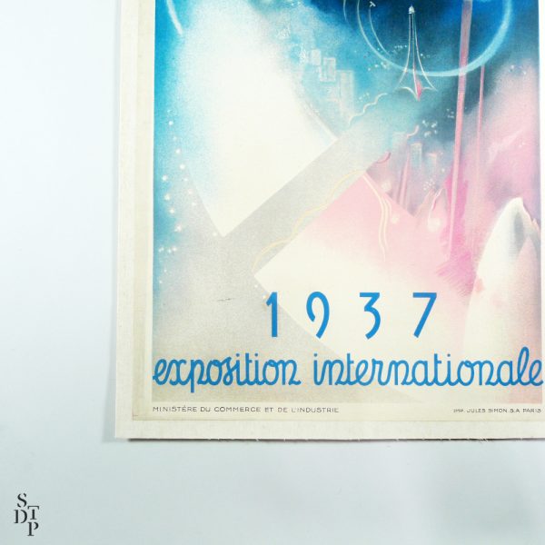 Paris 1937 International Exposition Baudoin Lods 1937 STDP vue 1 vintage poster