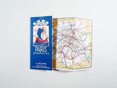 Plan Éclair Paris Métropolitain A. Leconte - STDP view 0 Paris vintage metro map