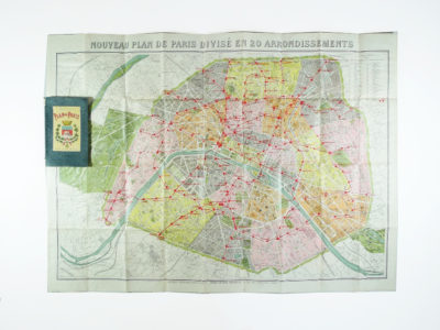 Antique Paris map Emile Guérin circa 1914 STDP 1123 view 0