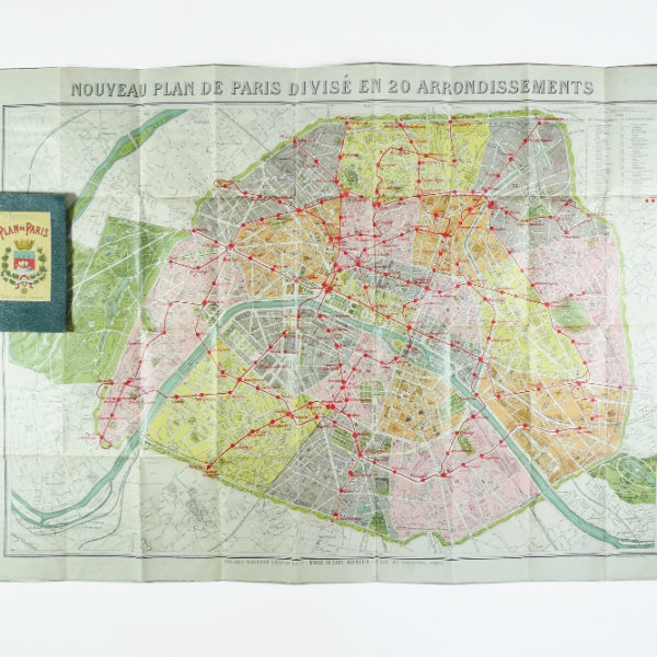 Antique Paris map Emile Guérin circa 1914 STDP 1123 view 0