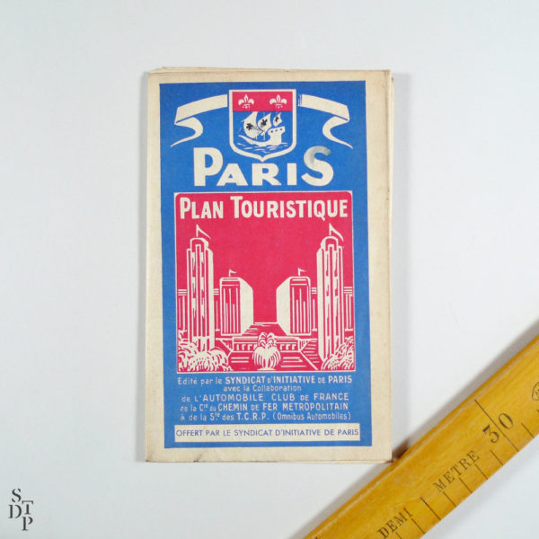 Ancien Plan tourisitique de Paris 1937 Souviens Toi De Paris vue 1 Paris vintage