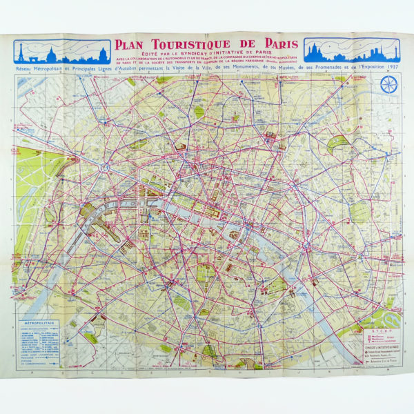 Vintage Paris 1937 tourist map Souviens Toi De Paris view 0 Paris vintage