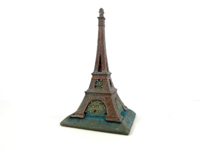 Antique sewing pin cushion Eiffel Tower - Paris Universal Exposition of 1889 Stanhope souvenir Souviens Toi De Paris view 0