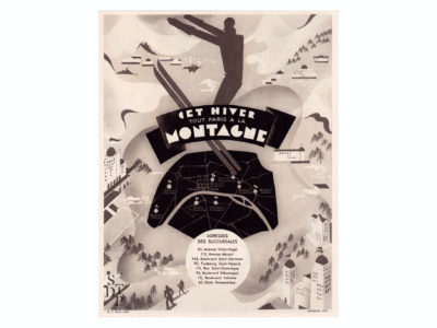 Cet Hiver tout Paris à la Montagne publicité Berthelot litho Draeger circa 1930 Souviens Toi De Paris vue 0