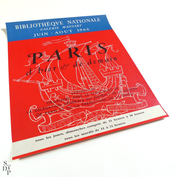Affiche Paris d'hier et de demain Bibliothèque Nationale Mansart Mourlot 1966 vue 1 Souviens Toi De Paris vintage