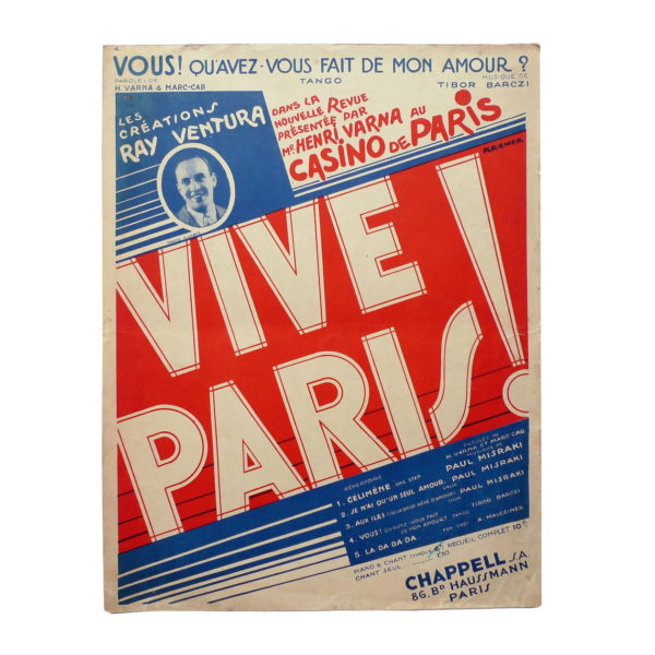 Partition Vive Paris grand format Casino de Paris 1933 - Souviens Toi De Paris vue 0 vintage music sheet