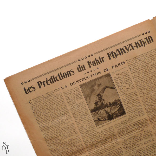 Petit Journal Illustré 22 novembre 1925 prédictions du Fakir Fhakya-Khan destruction de Paris en 1926 Souviens Toi De Paris vue 3