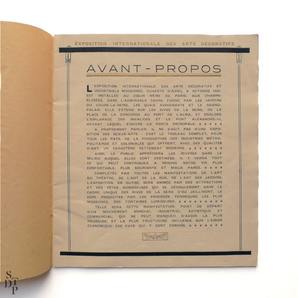 Programme de l'Exposition Internationale des Arts Décoratifs 1925 Souviens Toi De Paris vue 2 vintage art deco