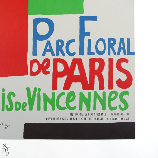 Ancienne affiche Parc Floral de Paris Bois de Vincennes Sonia Delaunay Souviens Toi De Paris vue 3 french vintage poster