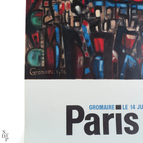 Ancienne affiche le 14 juillet à Paris Gromaire Souviens Toi De Paris vintage poster vue 2