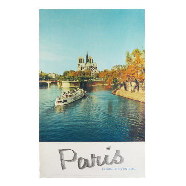 Affiche tourisme Paris la Seine et Notre-Dame Fronval 1960 Souviens Toi De Paris vintage poster vue 0