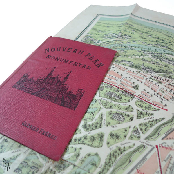 Ancien Plan de Paris monumental Garnier Frères 1910 Souviens Toi De Paris vintage map vue 1