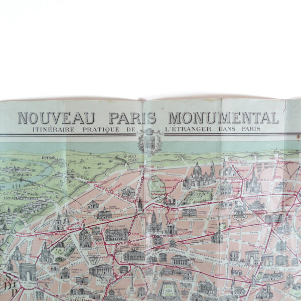 Ancien Plan de Paris monumental Garnier Frères 1910 Souviens Toi De Paris vintage map vue 2