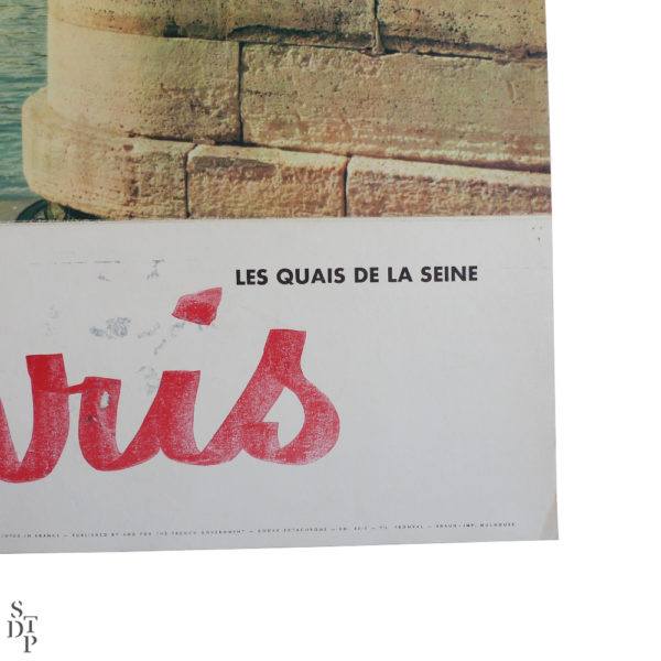 Ancienne affiche Paris tourisme Quais de Seine Pont Neuf Souviens Toi De Paris vue 3 vintage poster circa 1960