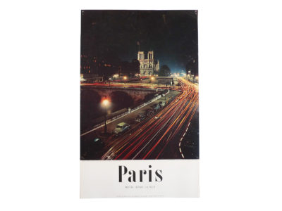 Ancienne affiche tourisme Paris Notre-Dame la nuit Machatschek 1956 Souviens Toi De Paris vintage poster vue 0
