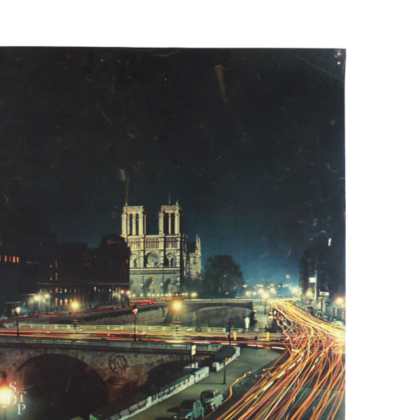 Ancienne affiche tourisme Paris Notre-Dame la nuit Machatschek 1956 Souviens Toi De Paris vintage poster vue 2