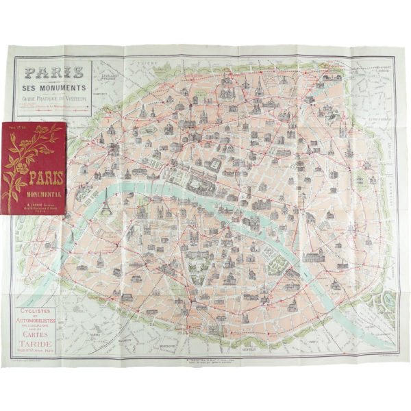Ancien plan de Paris monumental Taride 1906 Souviens Toi De Paris vintage map vue 0